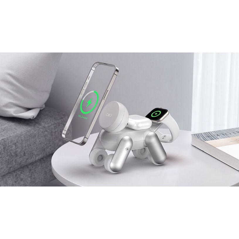 3571211558156-FORCE - Station de charge sans fil magsafe 3 zones - 25W - chien - blanc--3