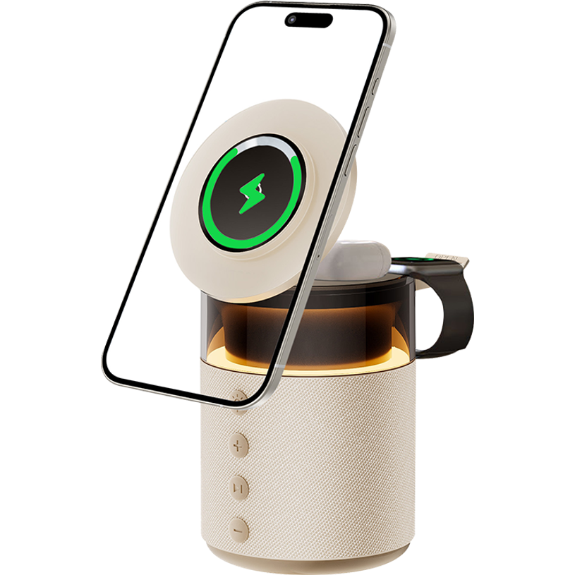 3571211554905-FORCE - Station de charge sans fil 15W 3 zones - Enceinte lumineuse - sable--0