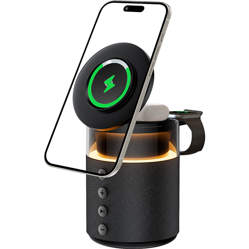 3571211554882-FORCE - Station de charge sans fil 15W 3 zones - Enceinte lumineuse - noir--0