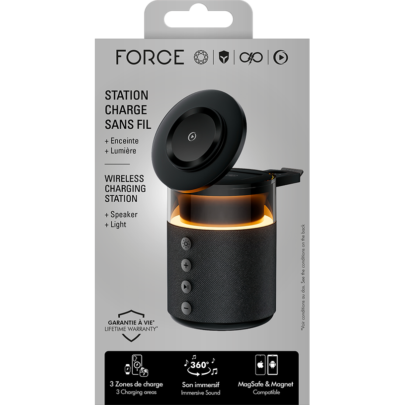 3571211554882-FORCE - Station de charge sans fil 15W 3 zones - Enceinte lumineuse - noir--4