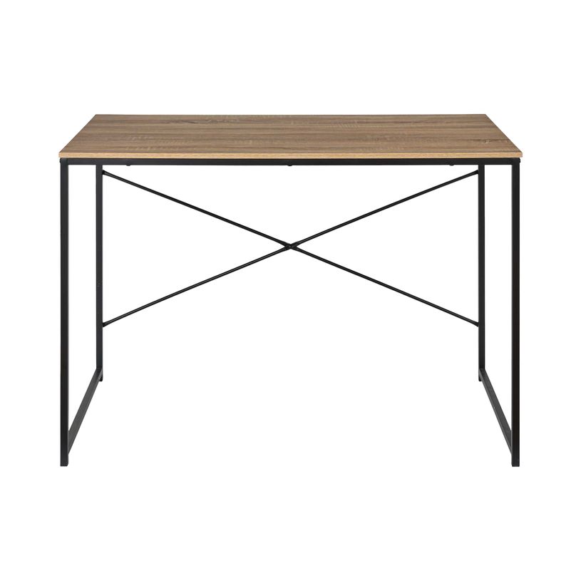 3664944785965-Bureau LOKA - 110cm - Pieds métal - plateau imitation bois--1