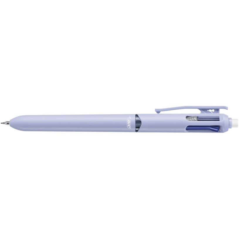 -BIC - Stylo Bille 4 Couleurs 3+1 HB - Pointe Moyenne 1 mm - Encres Bleu, Noir et Rouge - Mine HB 0,7 mm - Corail et --1