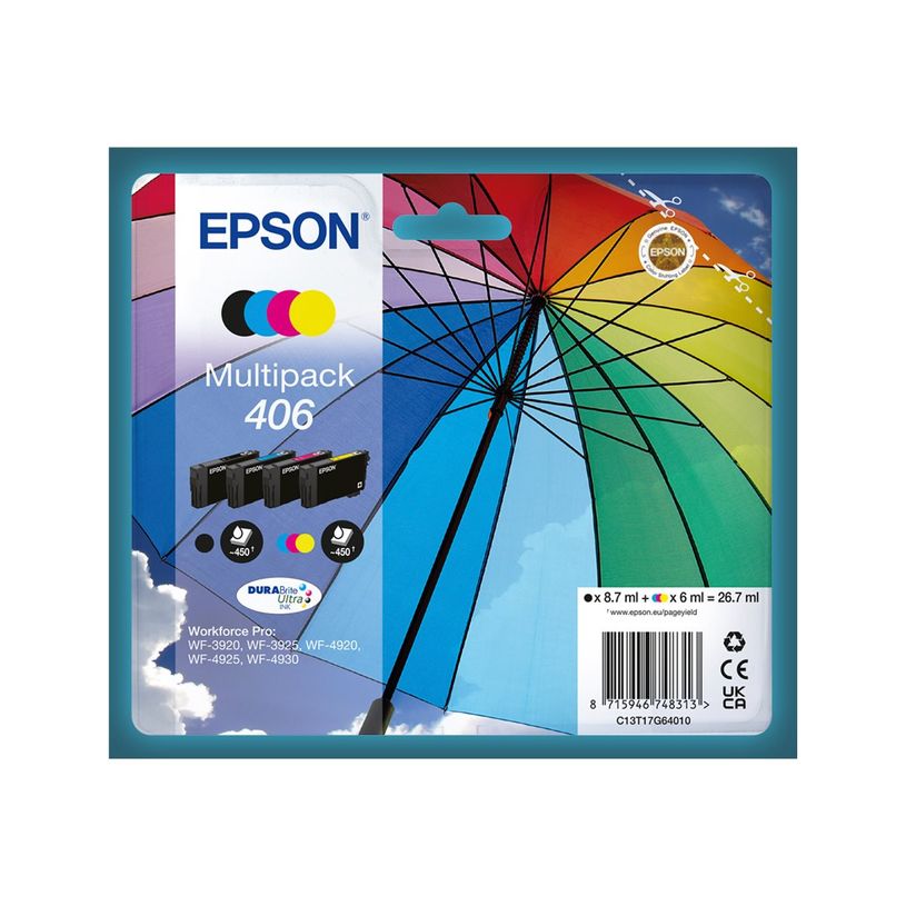 8715946748313-Epson 406 Parapluie - pack de 4 - noir, cyan, magenta, jaune - cartouche d'encre originale-P_405285180_1-0