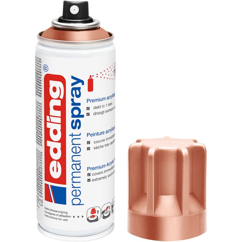 4057305002129-Edding - Peinture acrylique en Aérosol e-5200 Cuivre précieux Mat - Spray 200 ml--1