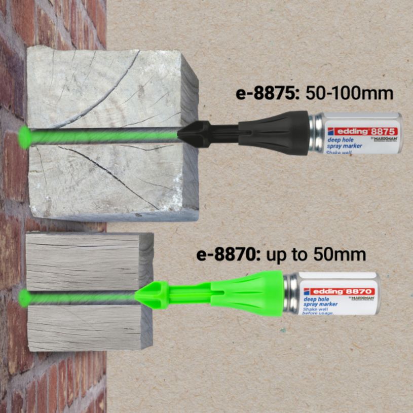 4057305061010-edding - Blister de 1 Marqueur Spray Zones Inaccessibles e-8870 Vert Fluo - Pulvérisation jusqu'à 50 --6