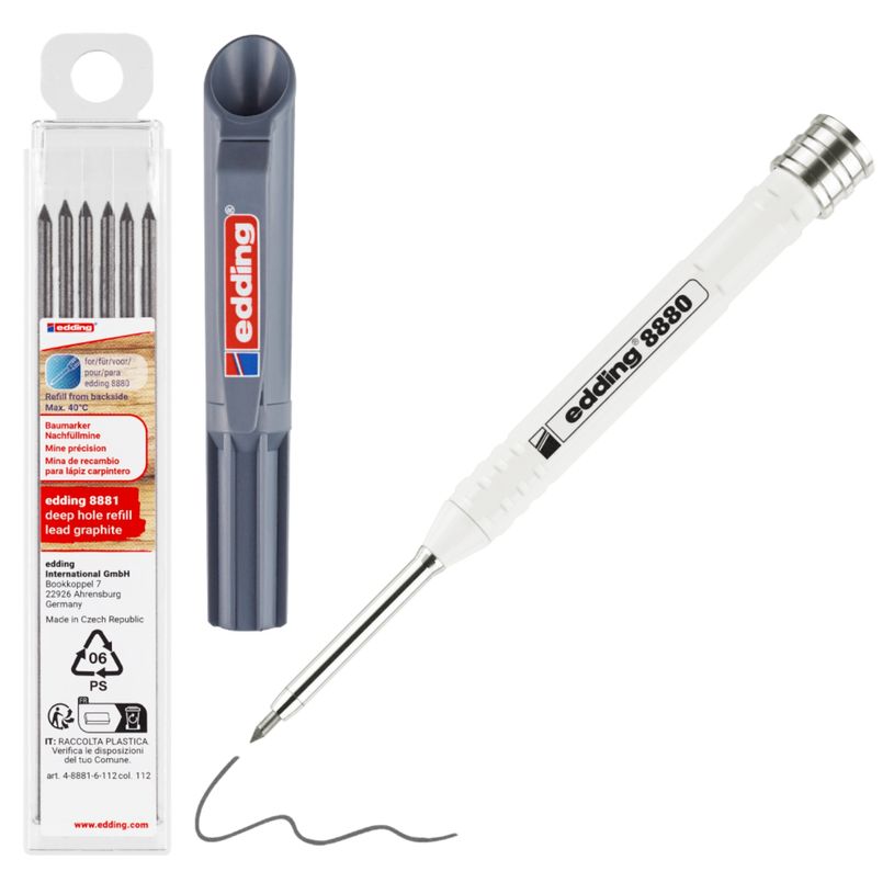 4057305066893-edding - Crayon porte-mine de chantier mécanique e-8880 avec 6 mines de recharge--1