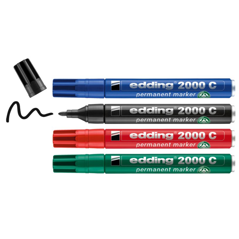 4057305072320-Edding - 4 Marqueurs permanents en Aluminium recyclé e-2000C Assortis - Pointe Ogive 1,5-3 mm--1