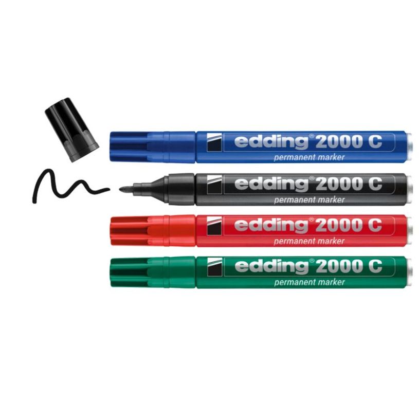 4057305072320-edding - Set de 4 Marqueurs permanents en Aluminium recyclé e-2000C Assortis - Pointe Ogive 1,5-3 mm--1