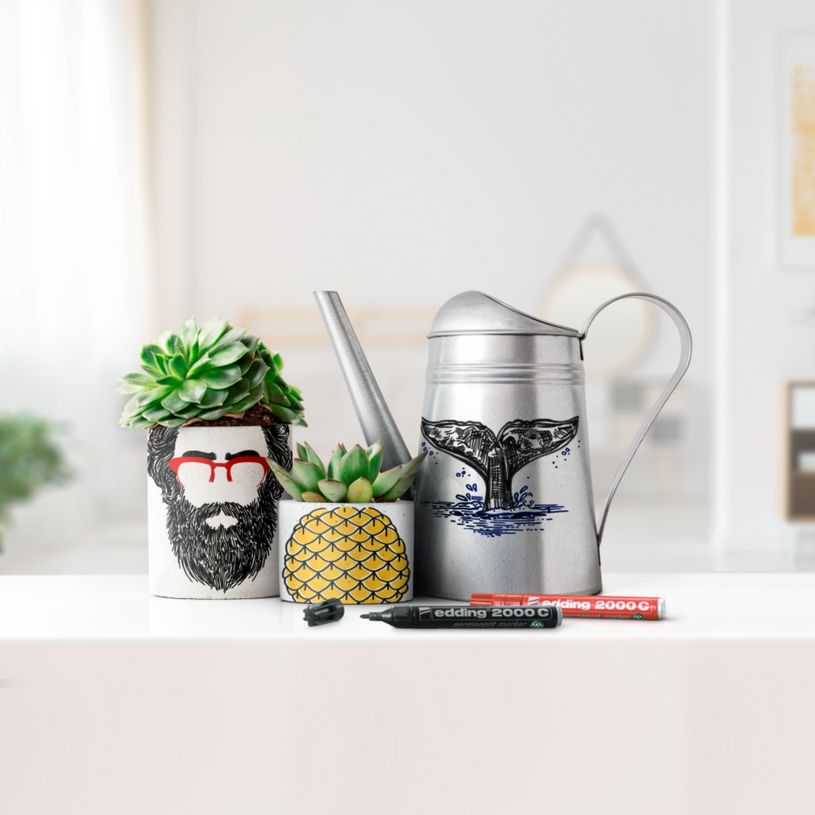 4057305072320-Edding - 4 Marqueurs permanents en Aluminium recyclé e-2000C Assortis - Pointe Ogive 1,5-3 mm--3