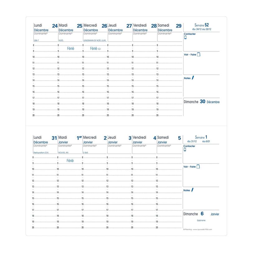 3371010130771-Agenda Impala Bi-Planning - 2 semaines sur 2 pages - 8,8 x 17 cm  - noir - Quo Vadis--1