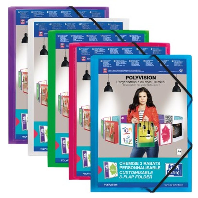 3045054800340-Oxford Polyvision - Chemise personnalisable à rabats - A4 - disponibles dans différentes co-P_480034_1-0