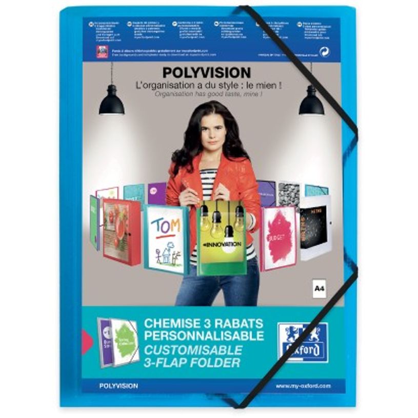 3045054800340-Oxford Polyvision - Chemise personnalisable à rabats - A4 - disponibles dans différentes co-P_480034_2-1