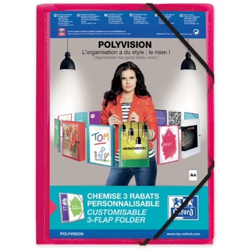3045054800340-Oxford Polyvision - Chemise personnalisable à rabats - A4 - disponibles dans différentes co-P_480034_3-2