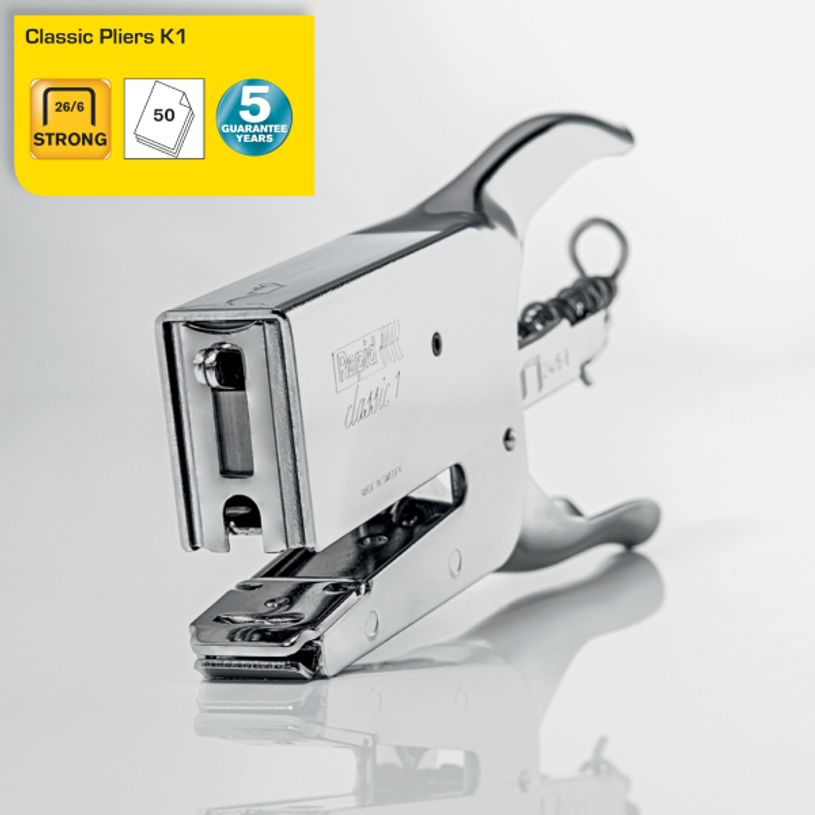 4051661016578-Rapid - Pince Agrafeuse Classic K1 - capacité de 50 feuilles - agrafes 26/6 ou 26/8+ - Blanc--1