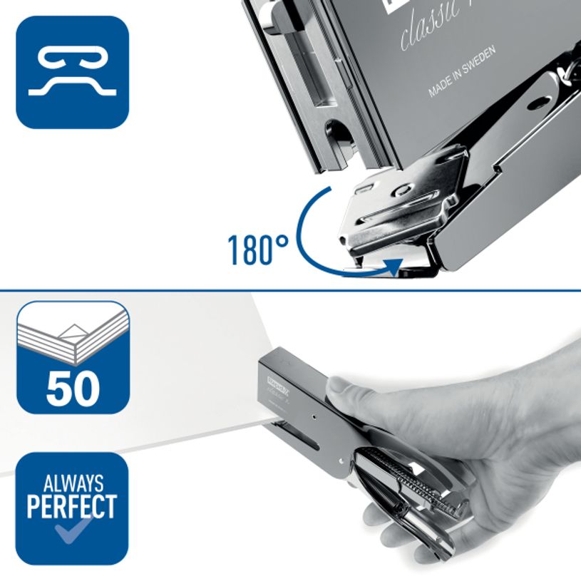 4051661016585-Rapid - Pince Agrafeuse Classic K1 - capacité de 50 feuilles - agrafes 26/6 ou 26/8+ - Bleu--2