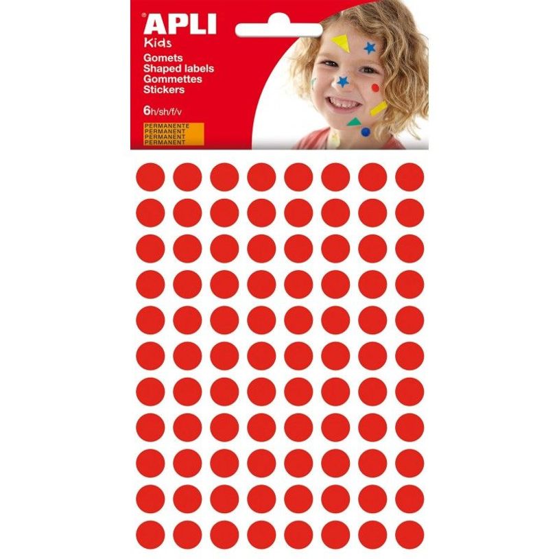 8410782132295-APLI kids - Round permanent educational stickers - 10.5 mm, 6 sheets - rouge-P_500509_2-0