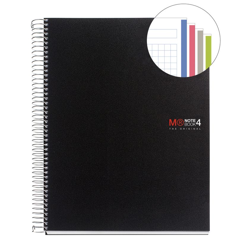 8422593471388-Notebook The Original, Couverture souple, A4, quadrillage 5x5 mm, 140 feuilles de 4 couleurs, Miquelriu--1