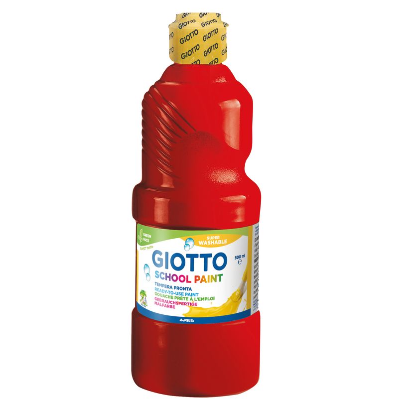 8000825535413-GIOTTO School Paint - Gouache prête à l'emploi ultra lavable - Bouteille en PET Bio - 500ml - Rouge v--0