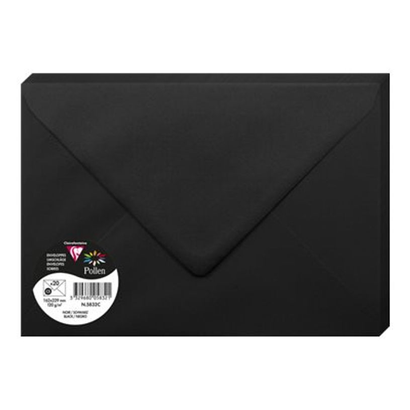 3329680058321-Pollen - 20 Enveloppes - International C5 (162 x 229 mm) - en pointe - côté ouvert - imprim-P_511007_1-0