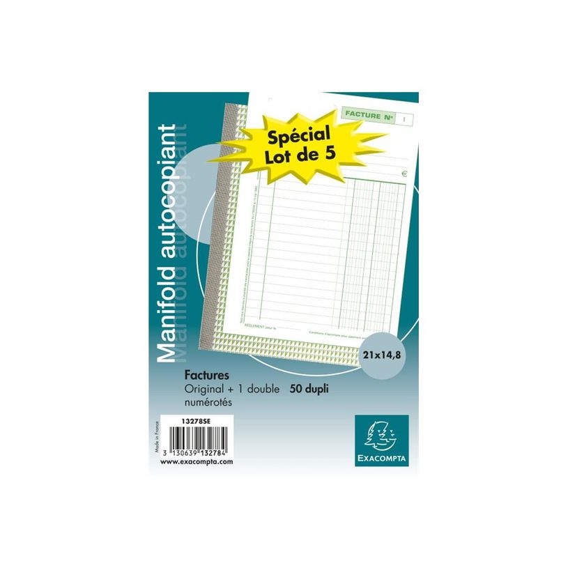 3130639132784-Exacompta - 5 Manifolds Carnets de factures - 50 dupli - A5-P_513278_3-1