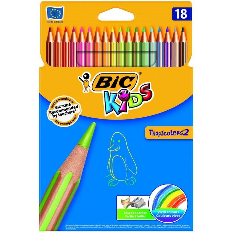 3086123499126-BIC KiDS Evolution Stripes - Crayon de couleur - couleurs assorties - 3.2 mm (pack de 18)-P_515495_1-0