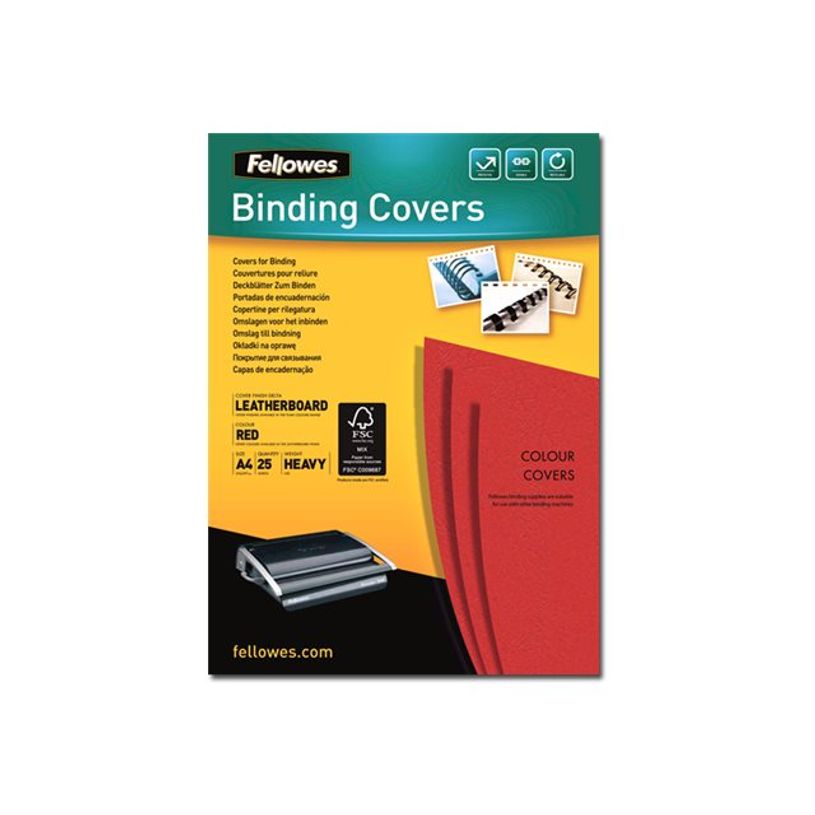 0043859539635-Fellowes - 25 couvertures à reliure A4 (21 x 29,7 cm) - 250 g/m² - Rouge-P_5373701_1-0