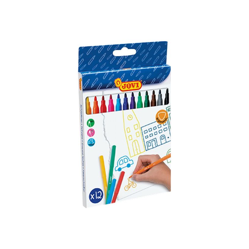 8412027001526-JOVI - 12 feutres pointes moyenne - couleurs vives assorties-P_553879_2-0