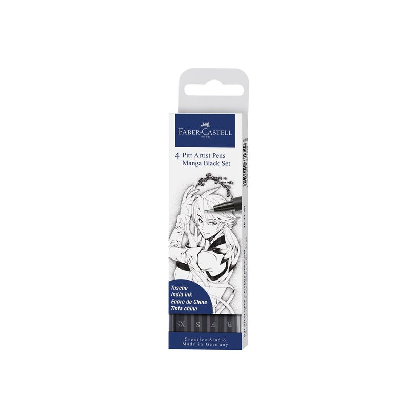 4005401671329-Faber-Castell Pitt Artist Pen Mangaka - Pack de 4 feutres à l'encre de Chine - noir-P_556022_3-2