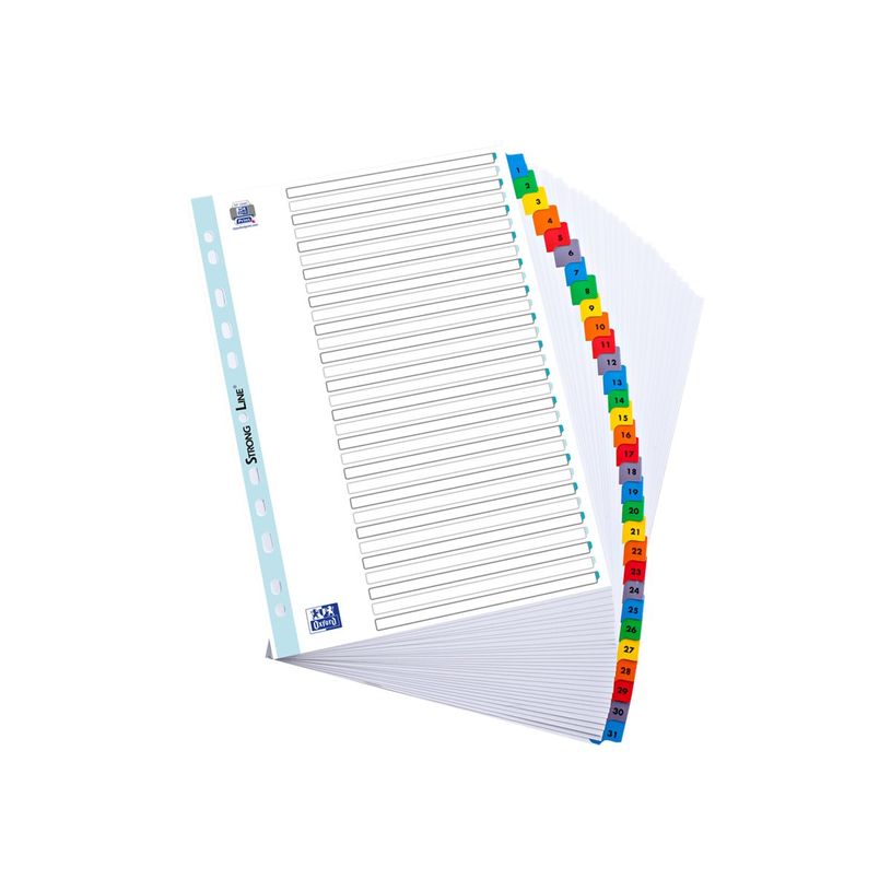 3045055675879-Oxford StrongLine - Intercalaire 31 positions numériques 1 à 31 - A4 Maxi - carte blanche-P_567587_2-1