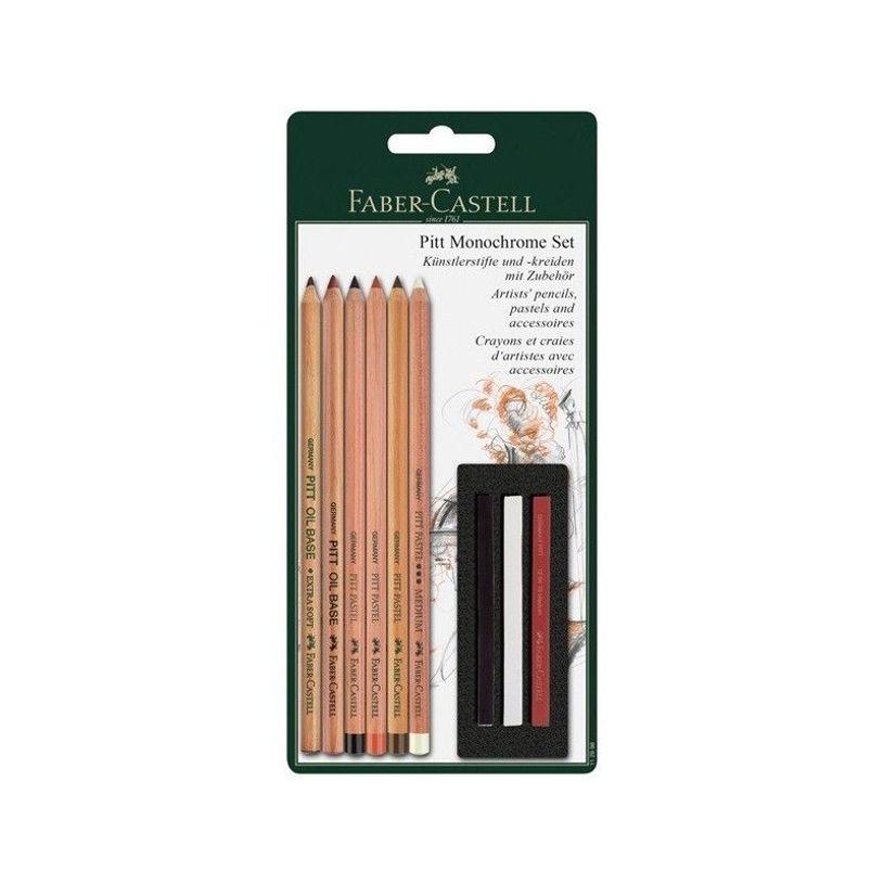 4005401129981-Faber-Castell PITT Monochrome - Ensemble de stylos et de crayons de couleur - 9 pièces-P_570012_3-0