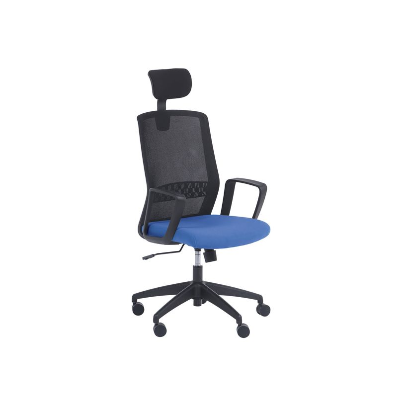 3760185028455-Fauteuil de bureau SCOTT - Accoudoirs fixes - appuie tête réglable - bleu-P_575276_1-0