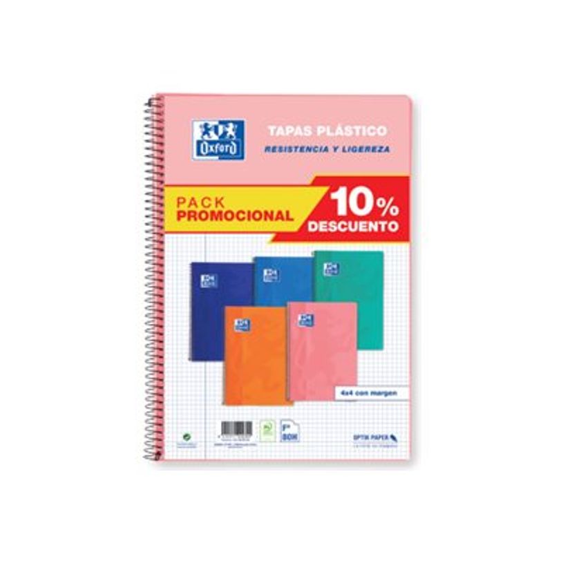 8412771020309-Pack Oxford 5 cuadernos A4 con espiral, cuadrícula 4x4 mm con margen – 80 hojas colores te-P_578008_2-1