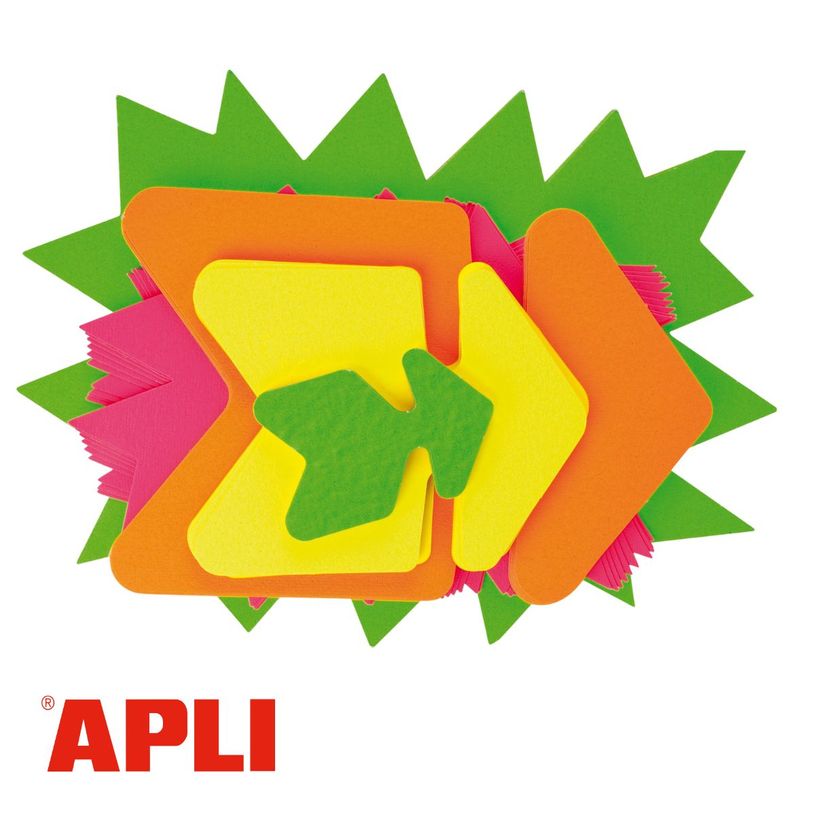 3270240600132-Apli Agipa - 50 Cartons fluos découpés - diamètre 19 cm - jaune, vert, orange, rose--0