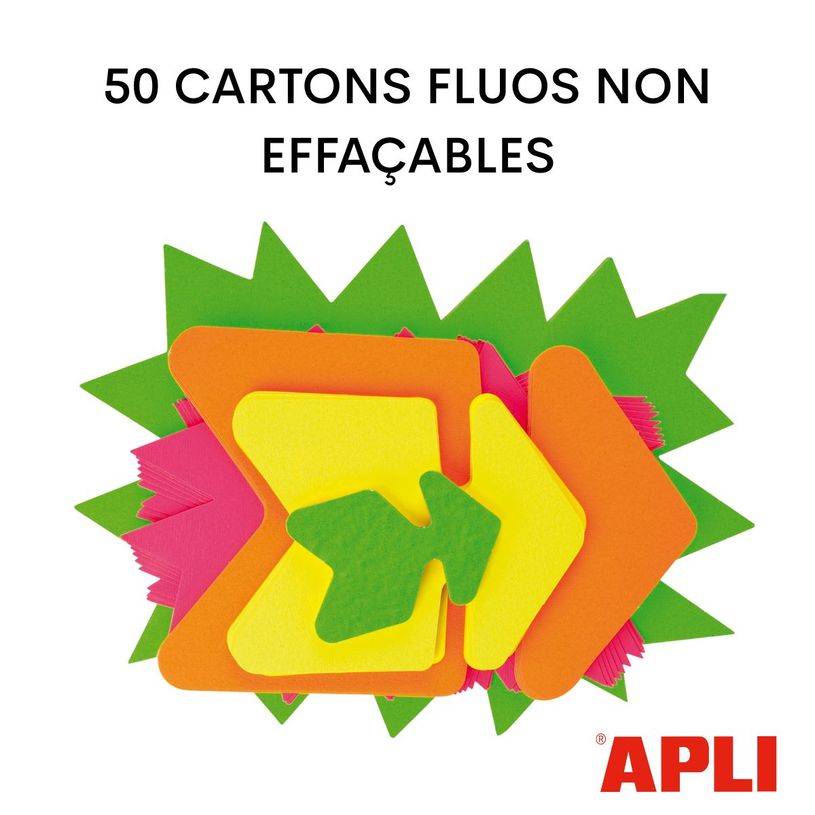 3270240600132-Apli Agipa - 50 Cartons fluos découpés - diamètre 19 cm - jaune, vert, orange, rose--1