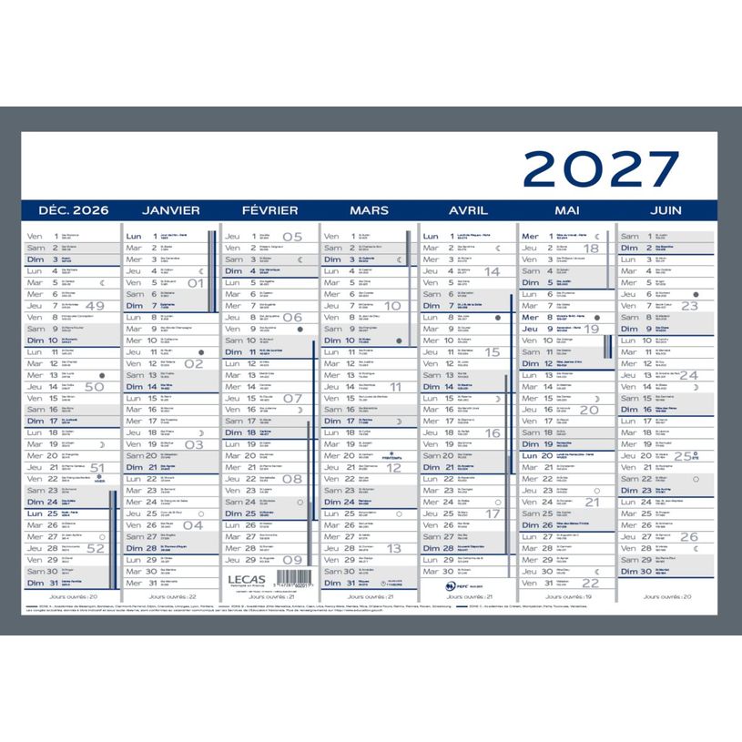 3147281602015-Calendrier Lecas 2 Couleurs 55x40,5 1 Année Sur 2 Faces  Hamelin--0