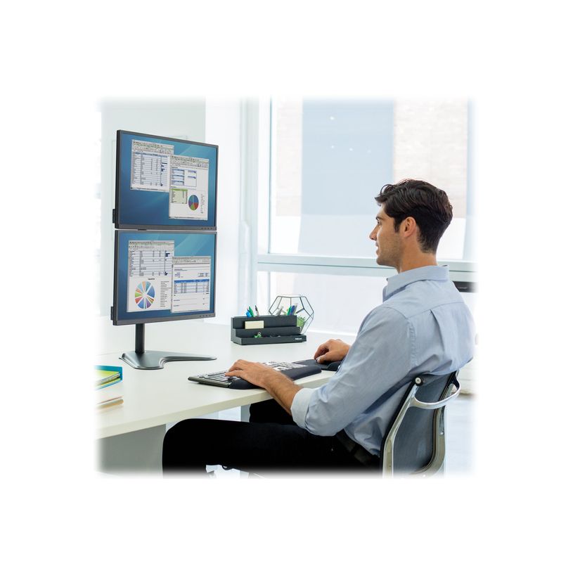 0043859728060-Fellowes Professional Series Free-standing Dual Stacking Monitor Arm - Pied - pour 2 moniteurs - acier - noir - Taille d'-P_604650_1-6