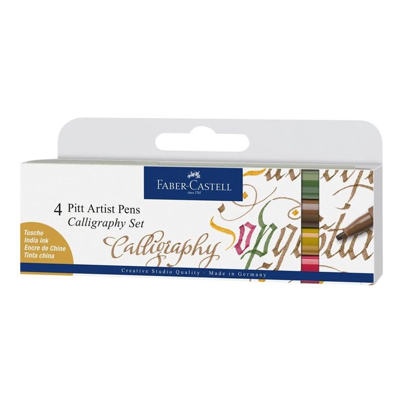 4005401675051-Faber-Castell Calligraphy Set - pitt artist pen - pink carmine, chromium green opaque, nougat-P_612635_1-1