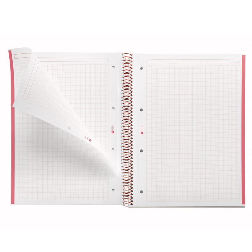 8422593460603-Notebook Emotions, couverture souple, A4, quadrillage 5x5 mm, 80 feuilles de 1 couleur, Miquelrius, Rou--2