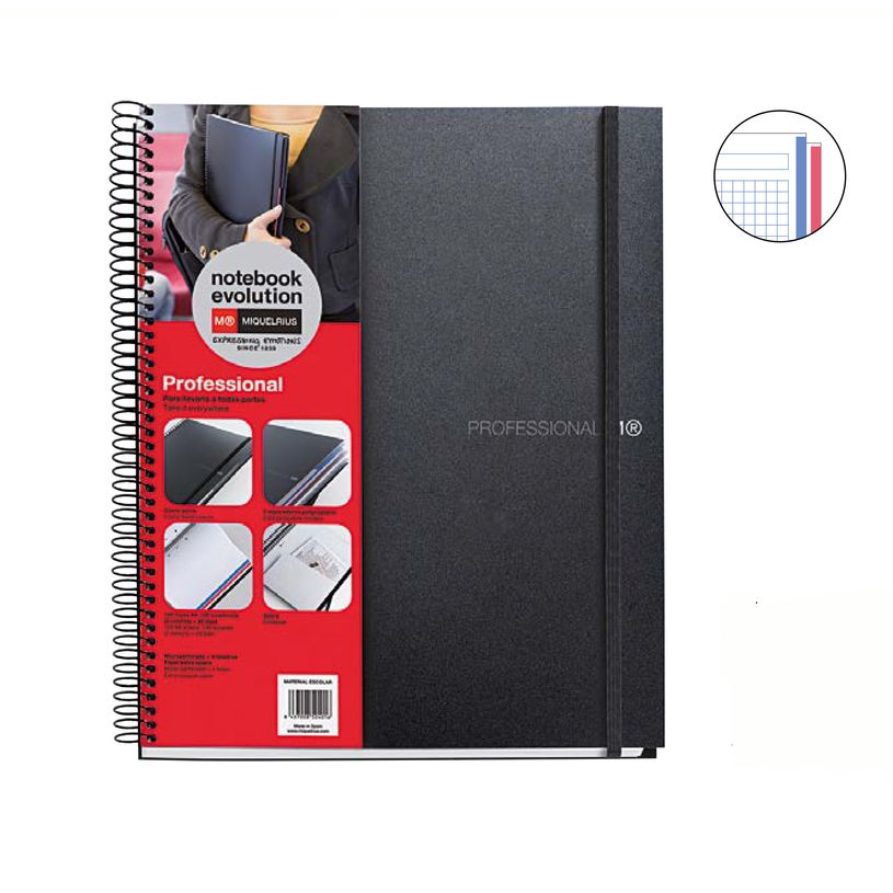 8422593479018-Notebook The Original, Couverture souple, A4, quadrillage 5x5 mm + Lisse, 120 feuilles de 2 couleurs, Miquelrius, Noi--1