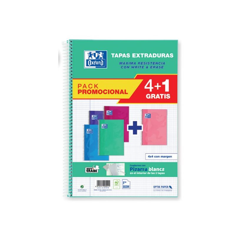 8412771030421-Pack Oxford 4+1 cuadernos A4 con espiral, cuadrícula 4x4 mm – 80 hojas colores tendencia-P_616848_2-1
