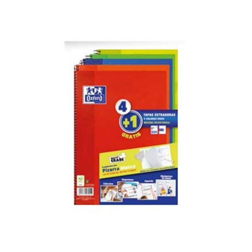8412771030452-Pack Oxford 4+1 cuadernos A4 con espiral, cuadrícula 4x4 mm – 80 hojas colores vivos-P_616849_2-1