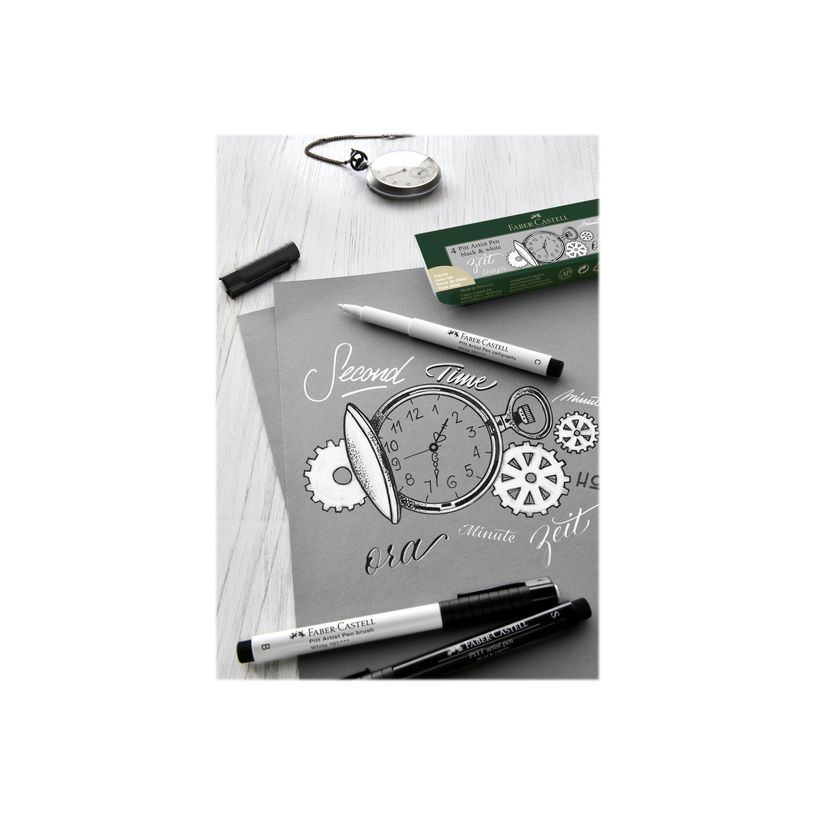4005401674016-Faber-Castell PITT Artist Pen - Feutre pinceau à pointe souple - permanent - blanc - encre-P_618817_13-12