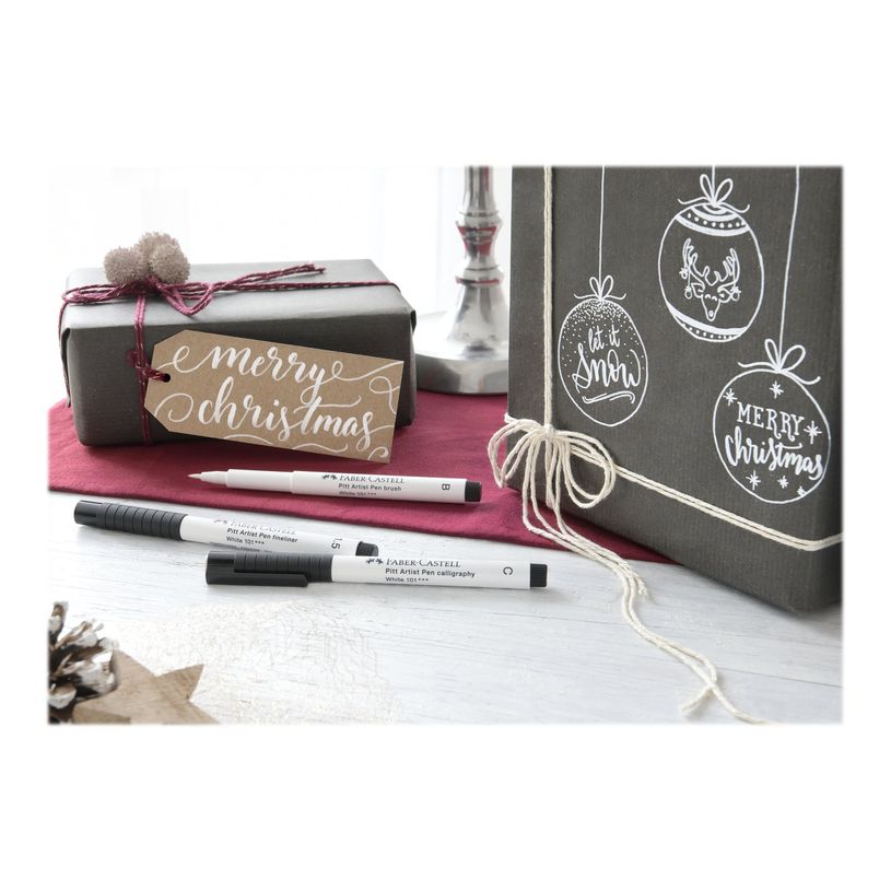 4005401674016-Faber-Castell PITT Artist Pen - Feutre pinceau à pointe souple - permanent - blanc - encre i-P_618817_2-5