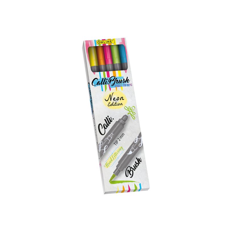 4014421190789-Online Calli.Brush Classic - 5 Feutres stylos pinceaux à double embout - couleurs néon asso-P_619436_2-1