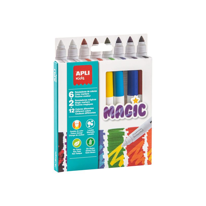 8410782168089-Apli kids Magic - Pack de 8 marqueurs - noir, rouge, bleu, vert, orange, blanc, lilas-P_619892_3-0