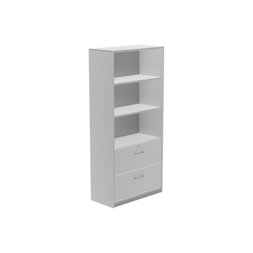 8427951996145-rocada STORE - Bibliothèque - 2 tiroirs - 2 étagères - mélamine - gris, aluminium-P_622380_1-0
