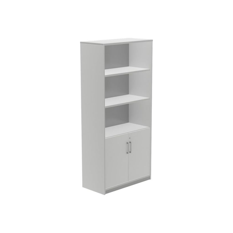 8427951996220-rocada STORE - Bibliothèque - 4 étagères - 2 portes - mélamine - gris, aluminium-P_622396_1-0