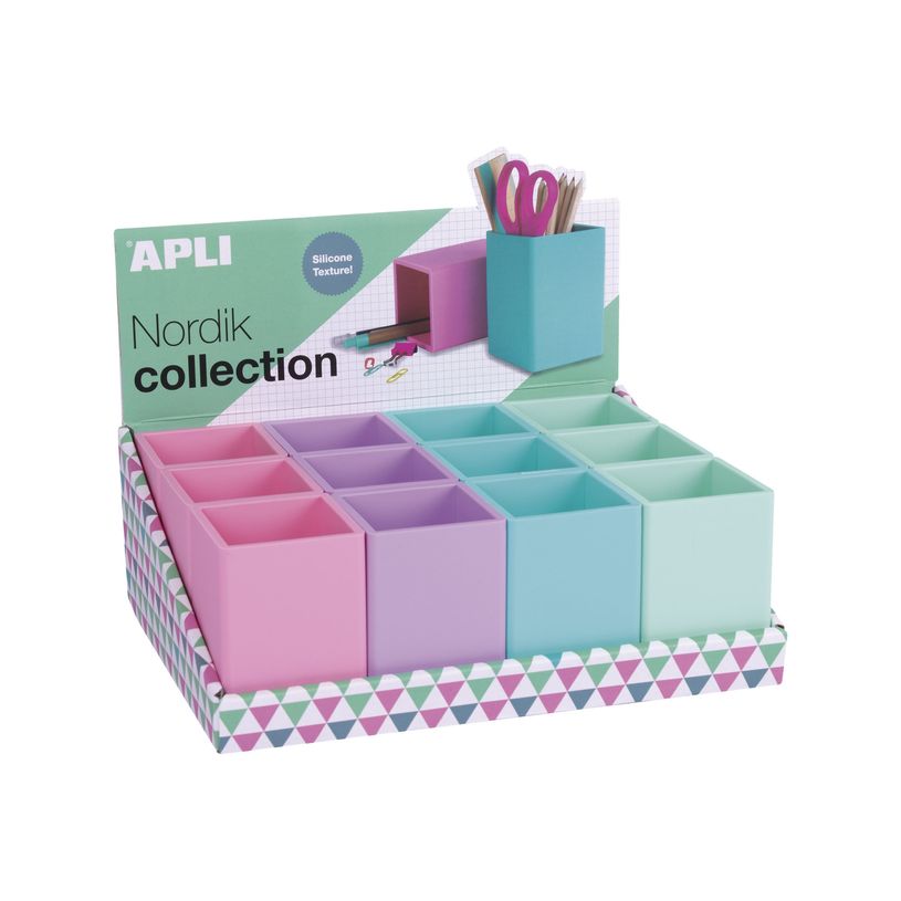 8410782177715-Apli Nordik Collection pot à crayons - 7 x 7 x 9.5 cm - silicone - bleu, violet, vert, rose-P_645838_1-0