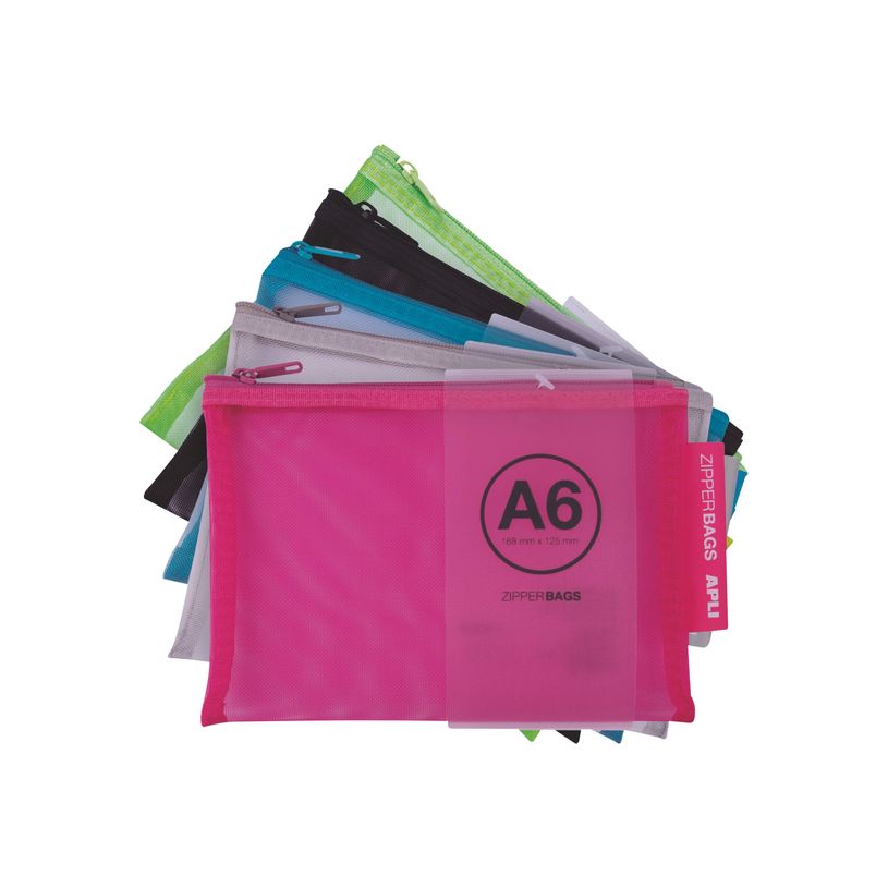 8410782180241-APLI - Pochette - A6 - nylon - gris, noir, vert clair, bleu ciel, Fuchsia-P_650554_2-1
