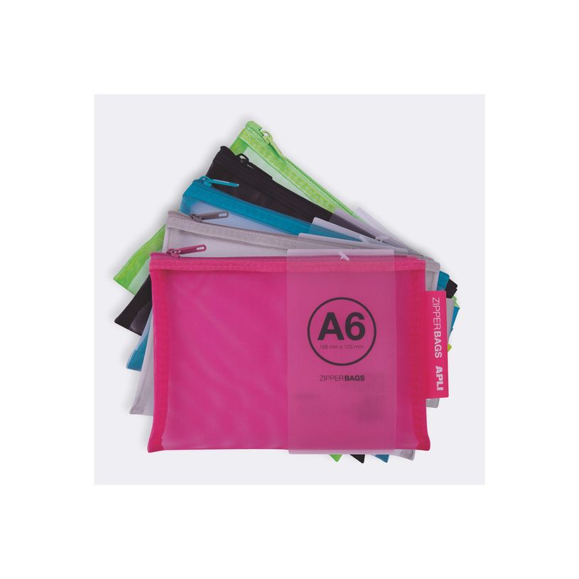 8410782180241-APLI - Pochette - A6 - nylon - gris, noir, vert clair, bleu ciel, Fuchsia-P_650554_5-3